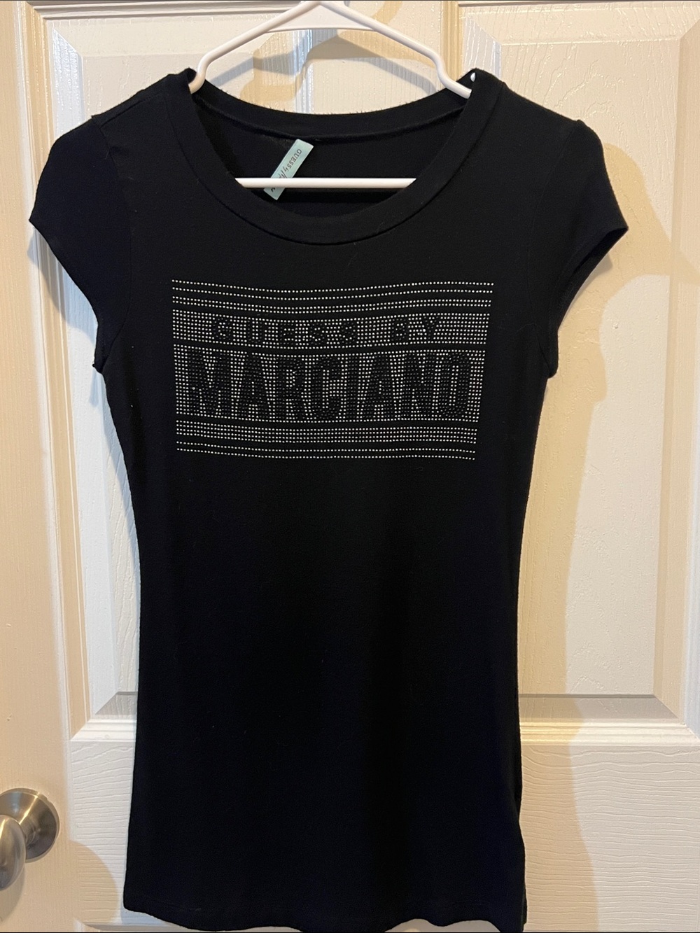 Guess by Marciano Black Rhinestone Logo Tee